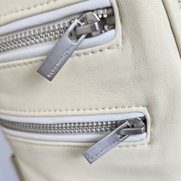 BCBGMAXAZRIA Women's Cream Quilted Biker Leather Lined Jacket Zippers Size Small - Picture 13 of 16